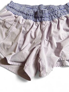 lululemon athletica Lavender Athletic Shorts with Navy-Striped Waistband
